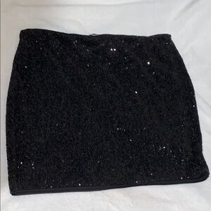 Black Sequin Mini Skirt